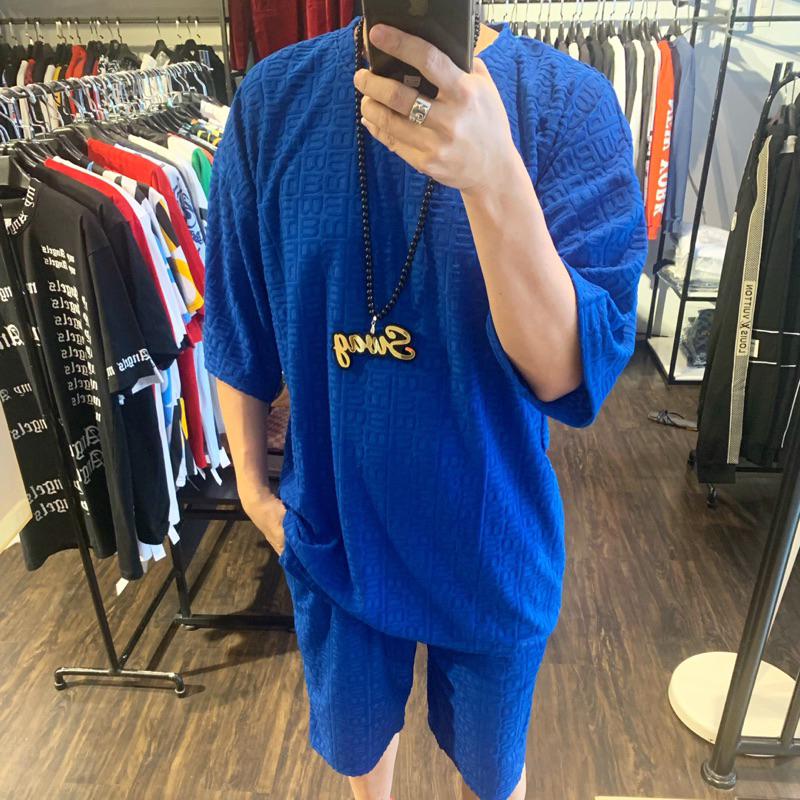 oversize set celana kaos pria trendy 2025 korea