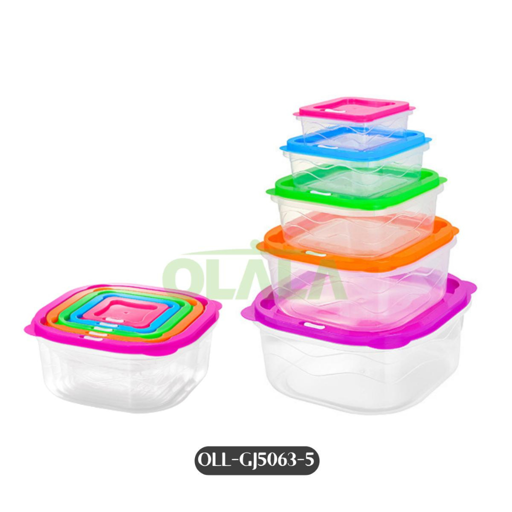 5IN1 KOTAK PENYIMPANAN MAKANAN SET FOOD STORAGE BOX SET MODEL WARNA-WARNI OLL-GJ5061-5 / OLL-GJ5062-5 / OLL-GJ5063-5