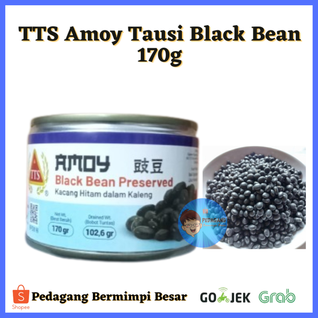 TTS Amoy Tausi Black Bean 170g/ Amoy Tausi Salted Black Beans 170gr / Kacang Hitam Kaleng / Kacang Hitam Dalam Larutan Garam