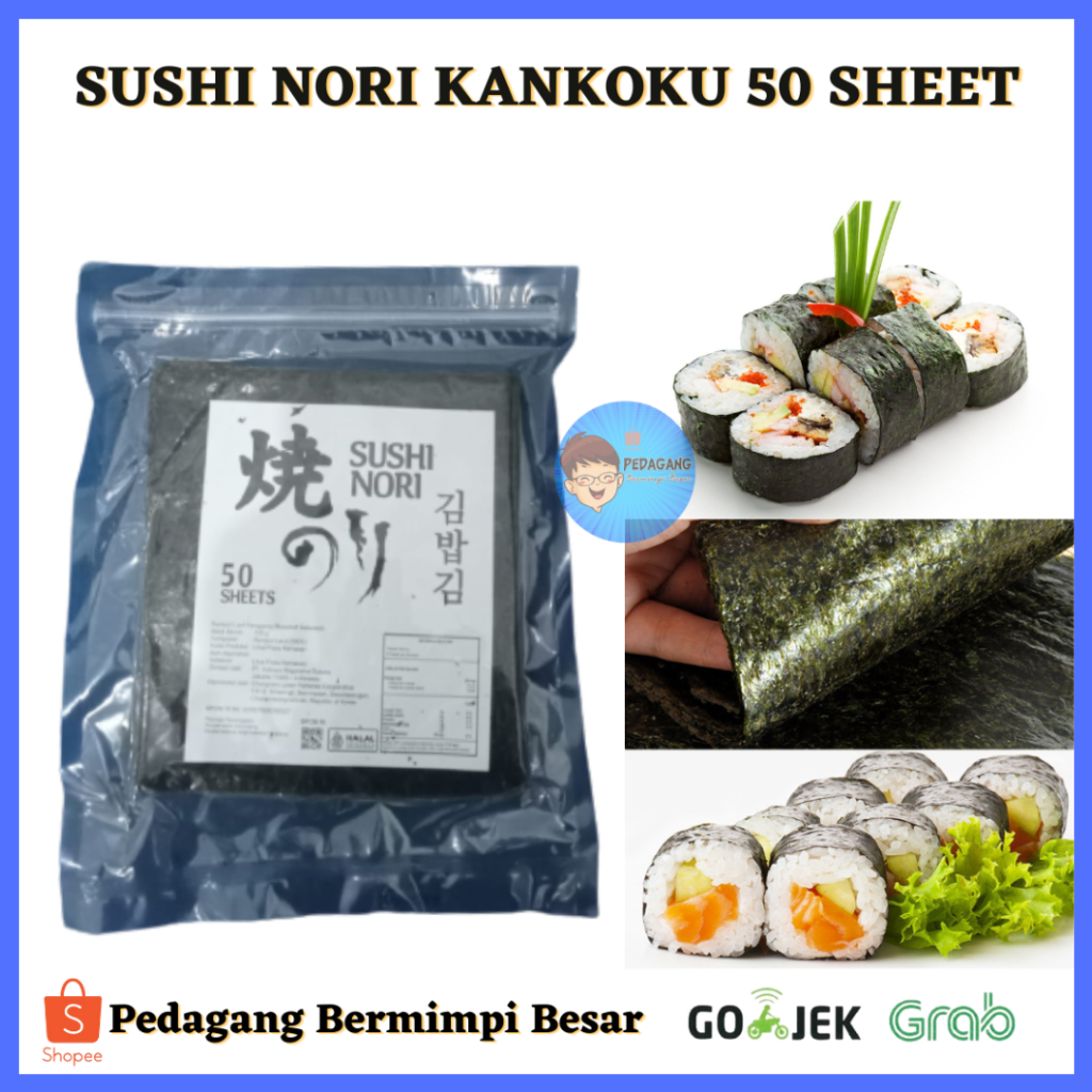 SUSHI NORI KANKOKU 50 SHEET/ Sushi Nori 50s Korea Halal/ Sushi Nori/ Rumput Laut