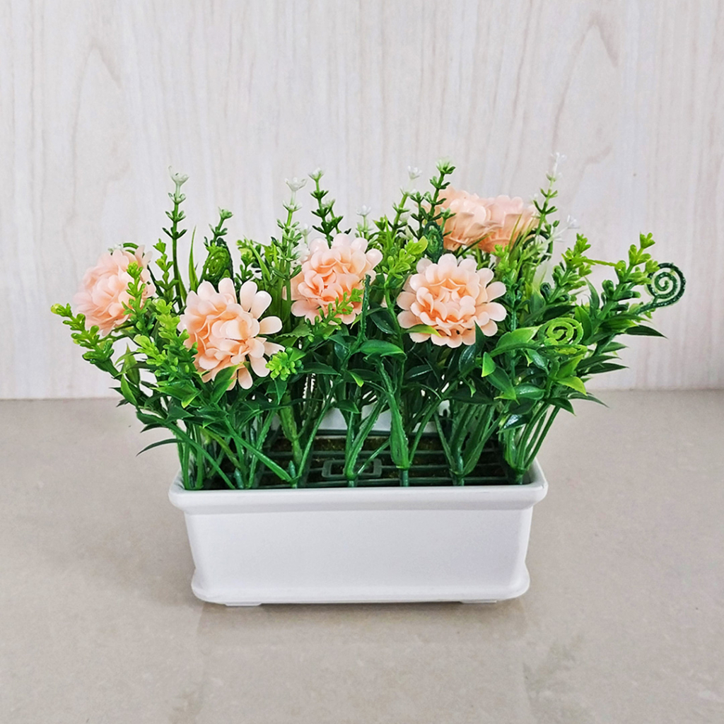 Pot Bunga Hias Chrysanthemum Plastik Palsu Daun Sintetis Hiasan Dekorasi Ruangan Artificial Flower Azgalery PBP138