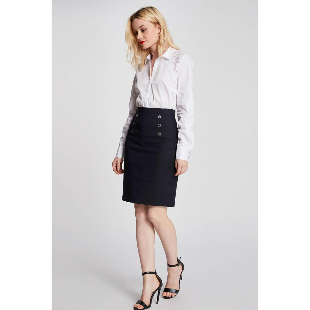 SOHO apparel Pencil Skirt Button