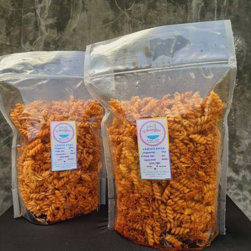 

MAKARONI SPIRAL CIKRUH/LUNYU 500GRAM SPECIAL BAWANG GORENG