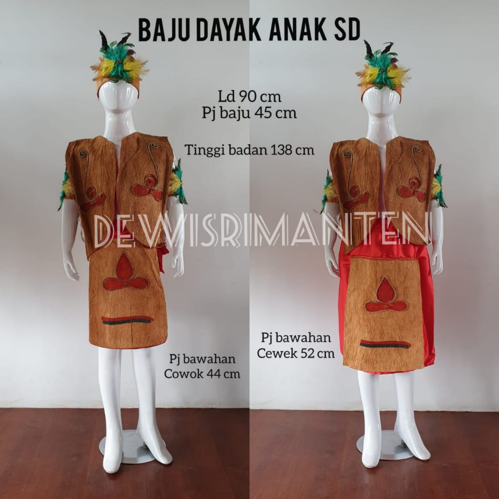 setelan baju anak adat dayak serat