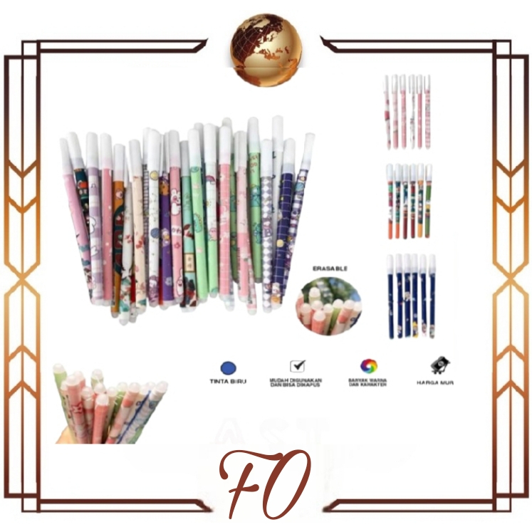 (FO) 6pcs pen bisa hapus/pen gel hapus/erasable pen/pen hapus lucu fancy warna biru