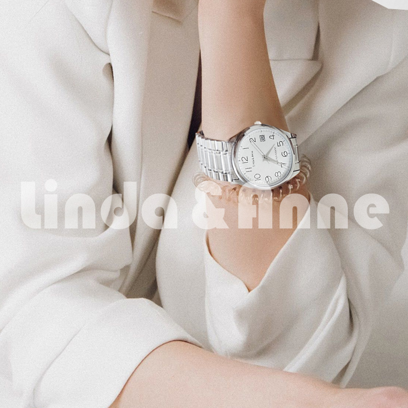 Jam Tangan Pria Dan Wanita Couple Stainless Steel Silver Anti Air Analog Bisnis Import