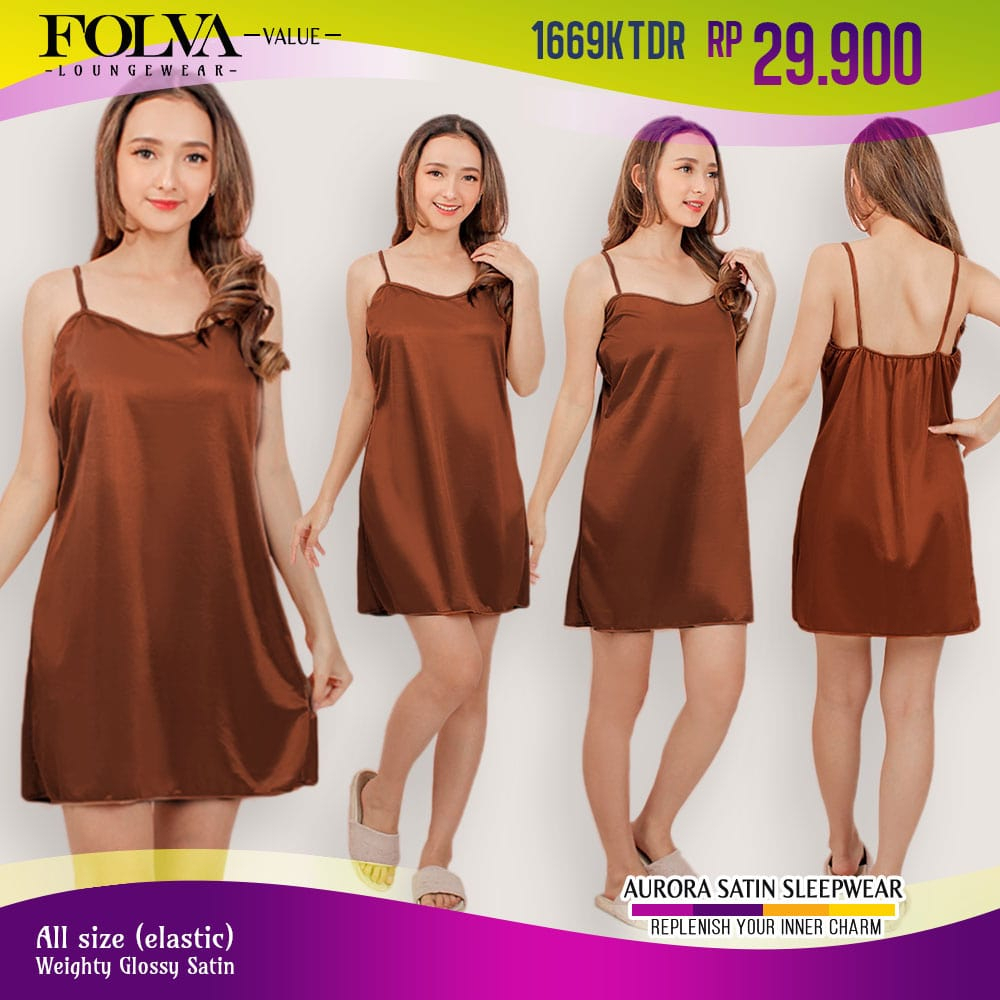 FOLVA Tanktop Dress Baju Tidur Wanita Bridesmaid Satin all size