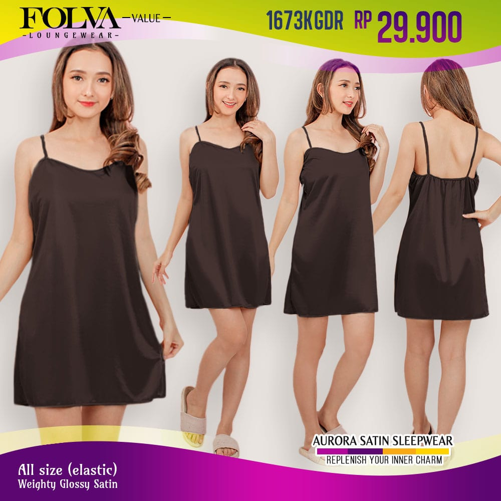 FOLVA Tanktop Dress Baju Tidur Wanita Bridesmaid Satin all size