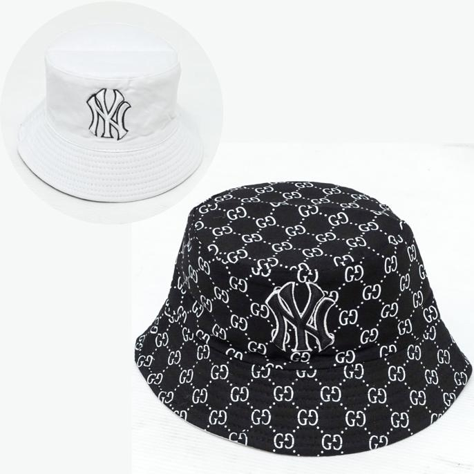 Topi Bucket Hat NY Monogram / Bucket Hat Bolak Balik