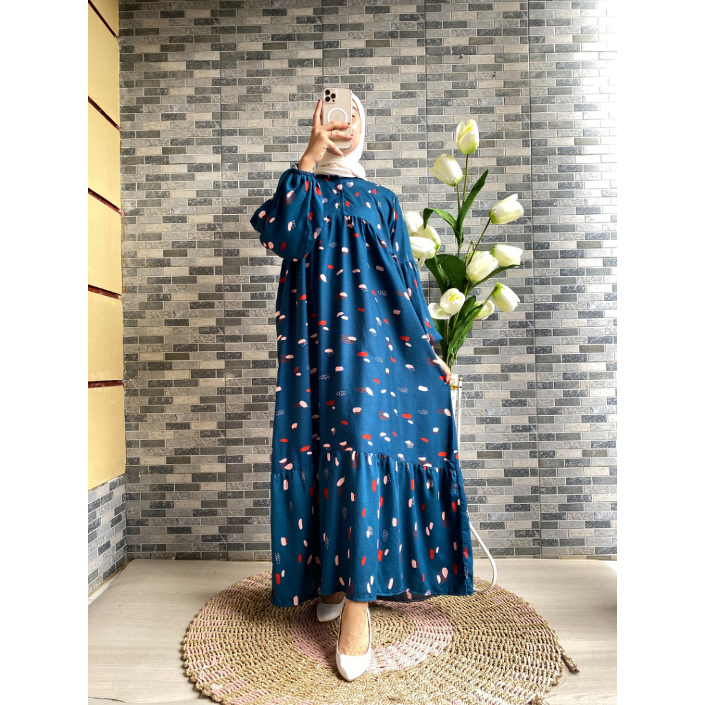 savana dress/dress rayon tangan balon