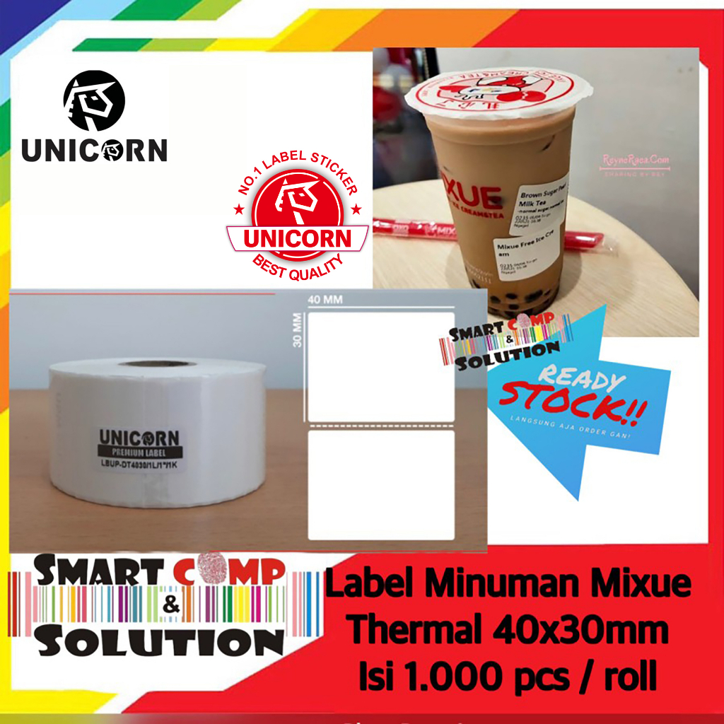 

Thermal Label Sticker 40x30mm 1Line 1000pcs Stiker mixue Barcode 40x30 mm