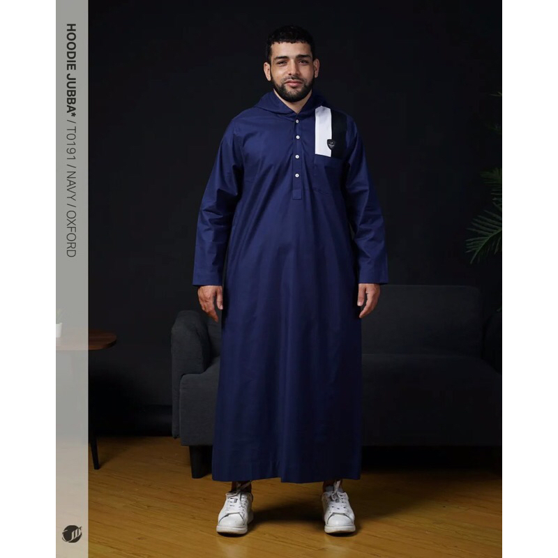 Samase Jubba Jubah Jubbah Hoodie  T 019 - Navy - Oxford - Lengan Panjang