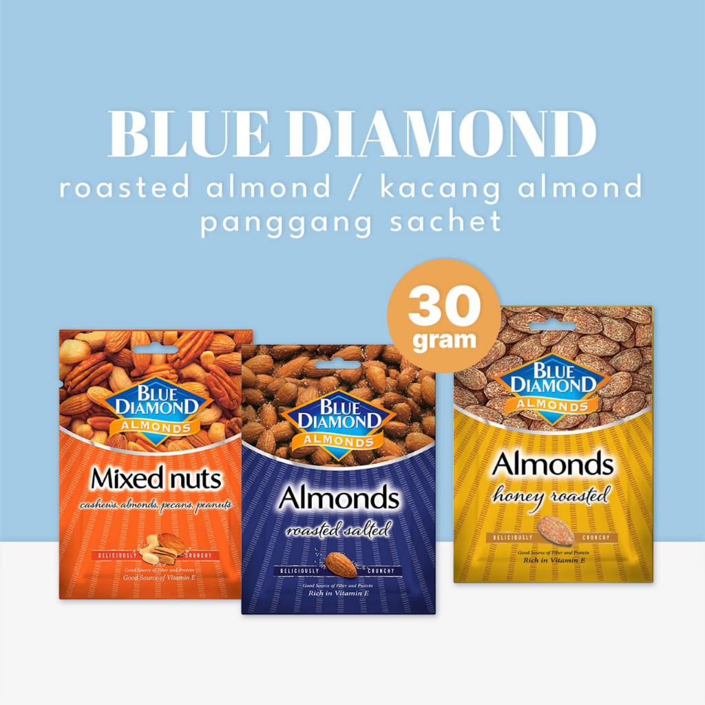 Blue Diamond Roasted Almond / Kacang Almond Panggang Sachet 30gr