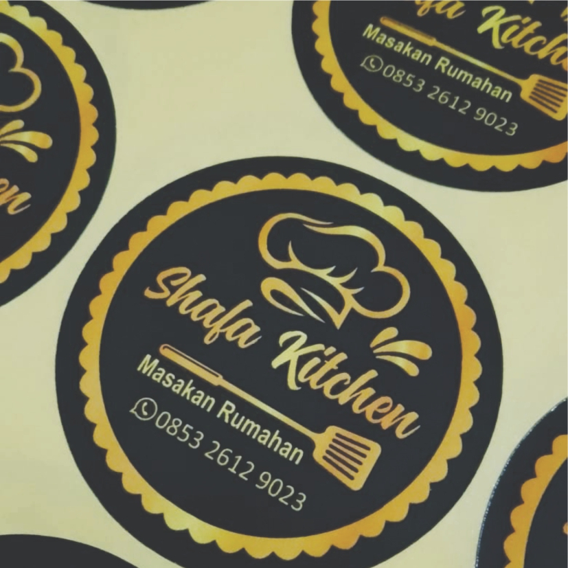 

Stiker label bahan chromo CETAK PRINT CUT KISS | Setengah Potong