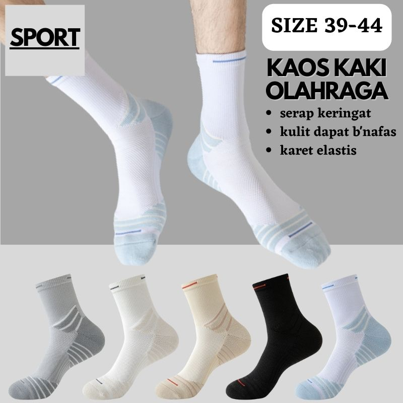 KAOS KAKI OLAHRAGA TEBAL PRIA WANITA PANJANG TINGGI SE BETIS SPORT SOCKS UNISEX SIZE BESAR