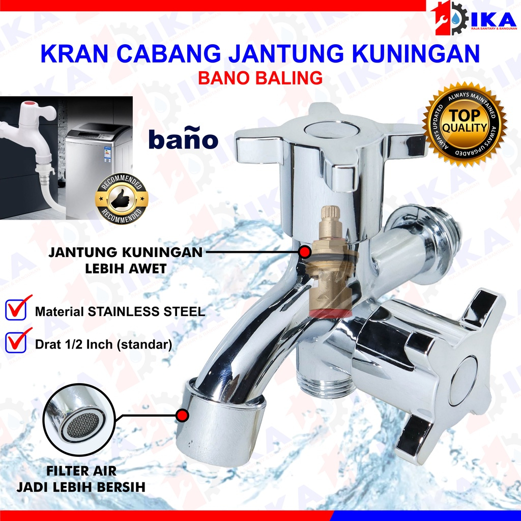 Kran Tembok Cabang Kran Cabang Keran Kran Shower Mixer Double / Kran Cabang Shower 2 - Kran Double Engkol Kran Stainless TERMURAH Kran Shower Cabang Besi Baling Engkol Keran Air Nikel Double Spot Murah