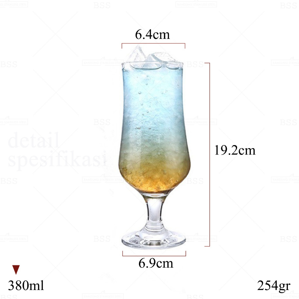 Glass Hurricane 380ml Gelas Kaca Kaki Hotel Coctail Jus Smoothie Dessert Elegant Cafe Libbey Drinking Glass