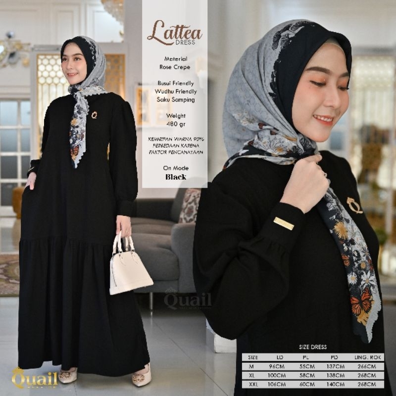 Dress Muslim Wanita LATTEA Original Quail Hijab