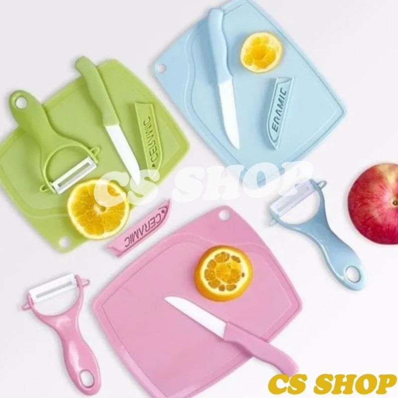 PISAU SET TALENAN 3IN1 STANLESS/PISAU SET PENGUPAS BUAH SAYUR/KNIFEE PEELER FRUIT CHOPPING BOARD