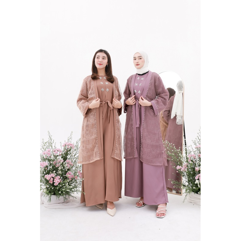 Artemis Fashion~ SHENA MAXI DRESS (Outer &amp; inner terpisah)- Gamis Brukat Mutiara Pesta