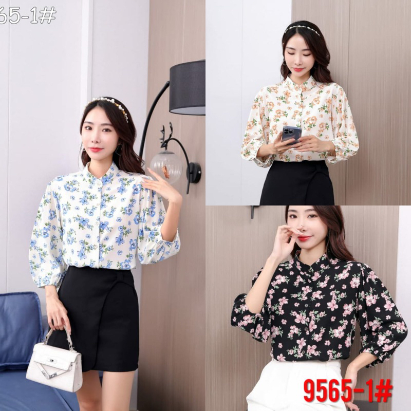 youngmoodis  blouse motif bunga halus ori Import