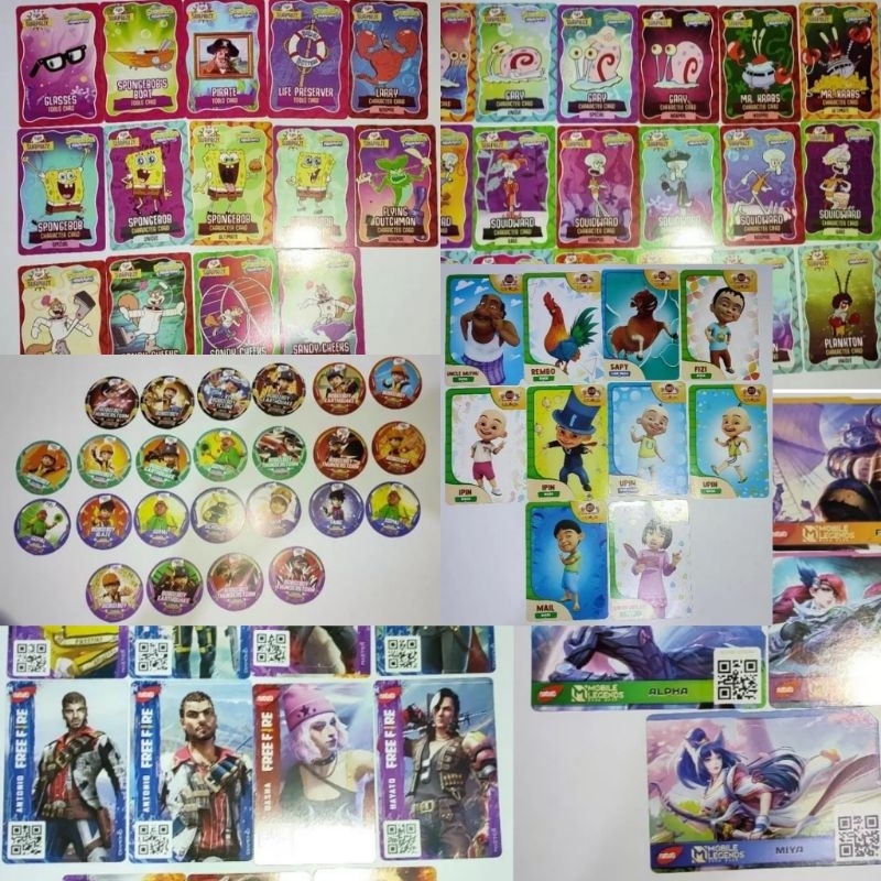 Kartu Choki Choki , kartu nabati free fire, Kartu Gery Spongebob Boboiboy 1000 per pcs