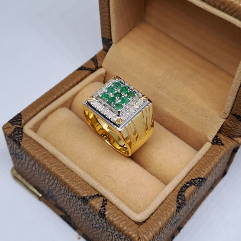 cincin zamrud pria berlian asli ring silver free memo