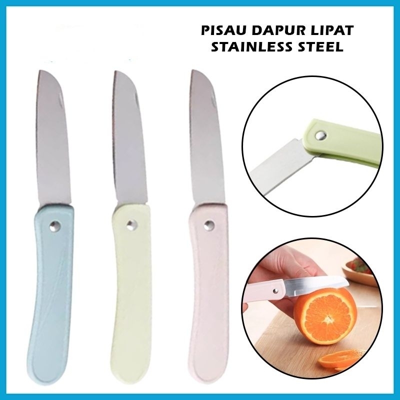 Pisau Lipat Mini Stainless Steel Pisau Dapur Traveling Warna Warni Alat Pengupas Pemotong