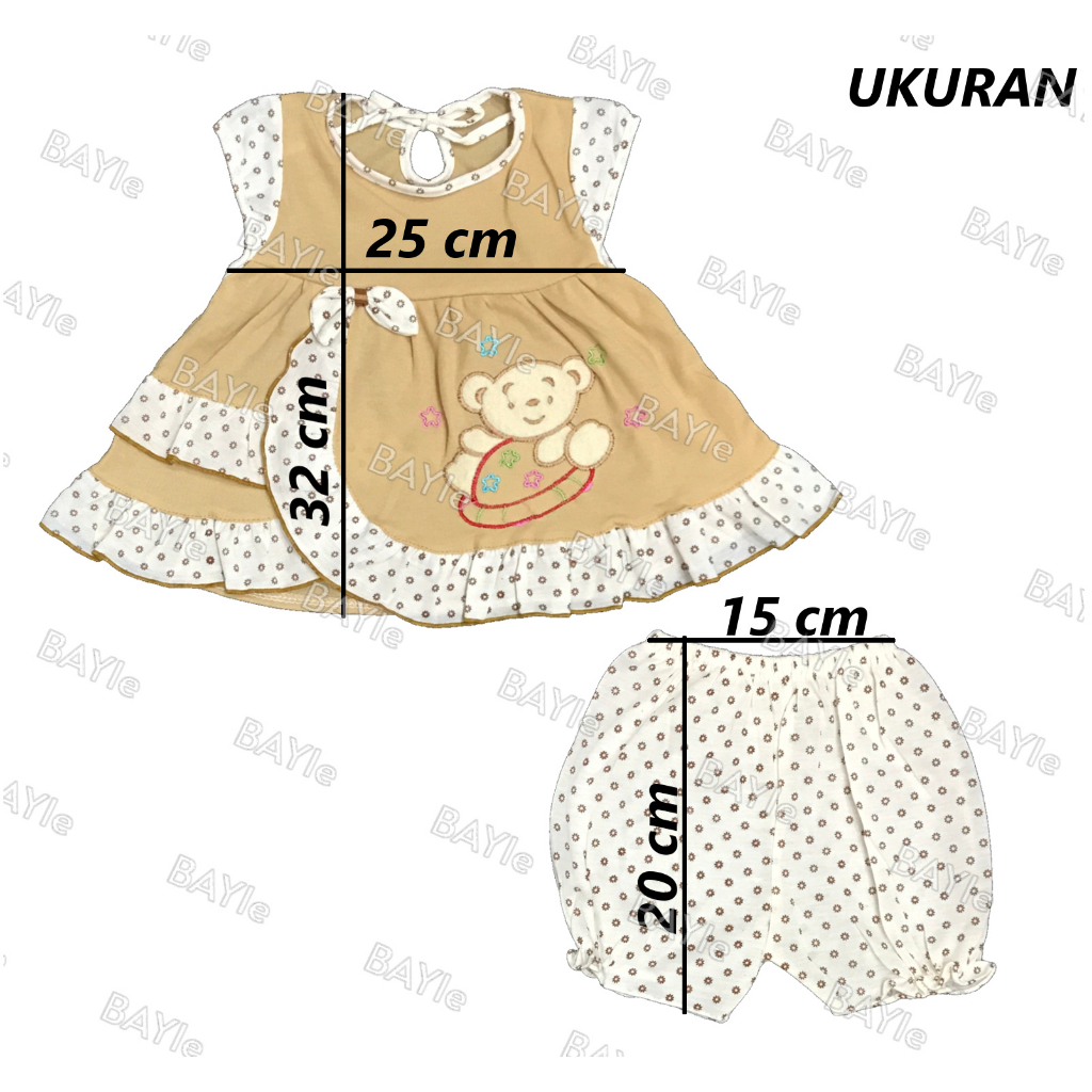 BAYIe - Setelan Baju bayi Perempuan motif BEAR SUSUN PLANET KIDS usia 0-6 bulan / Pakaian anak Cewek