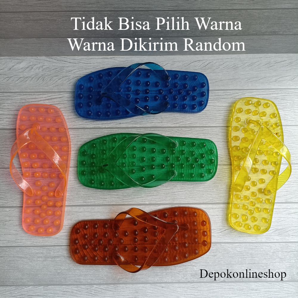 Sandal Refleksi Duri Besar Sendal Jepit Relaksasi Akupresur Telapak Kaki Pria Wanita Plastik Lentur