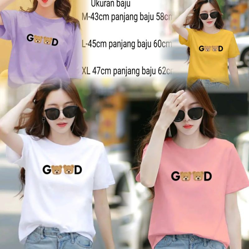 Kaos Atasan Wanita Bear GOOD (Ld 43-49 , P 58-64 )