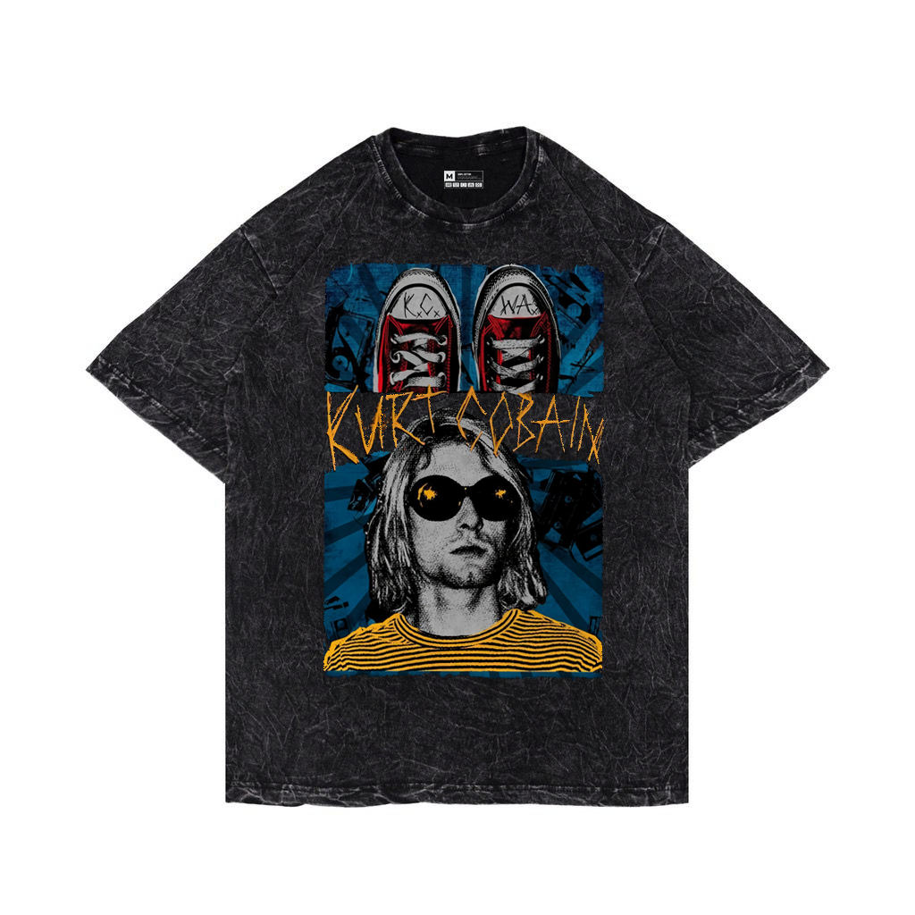 KAOS VINTAGE WASHING KURT COBAIN NIRVANA T-SHIRT WASHED