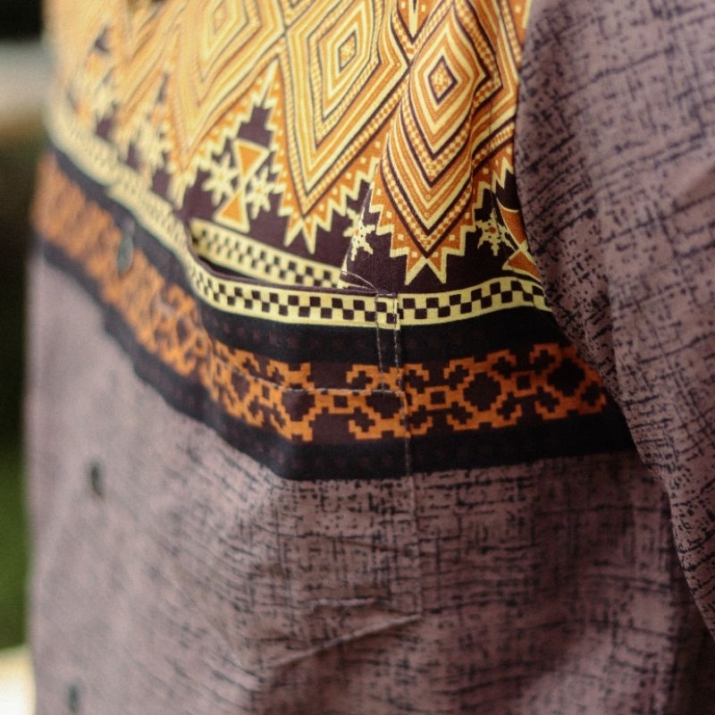 BatikBule Kemeja Koko Slimfit Panjang Motif Casual Warna Coklat &amp; Cream LBL 2032 &amp; 2033