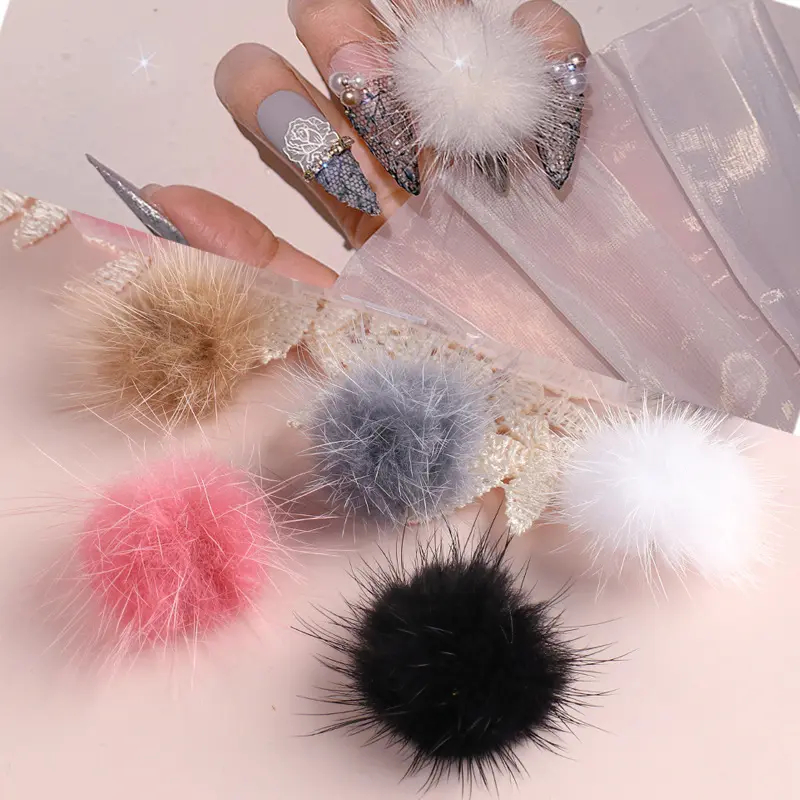 POMPOM LANDAK / ISI 2 PCS / UNTUK NAIL ART/ HAND ART