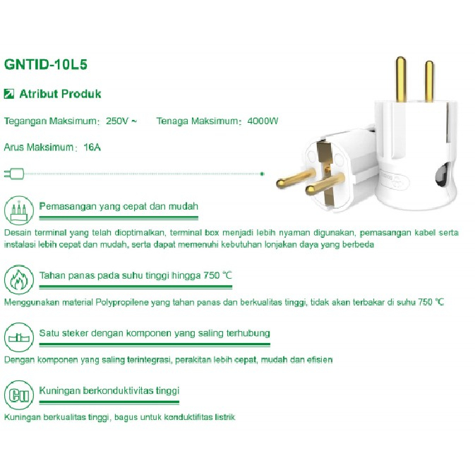 GONGNIU/ Kepala Colokan Samping/ Colokan Stop Kontak/ Steker Listrik G10L5