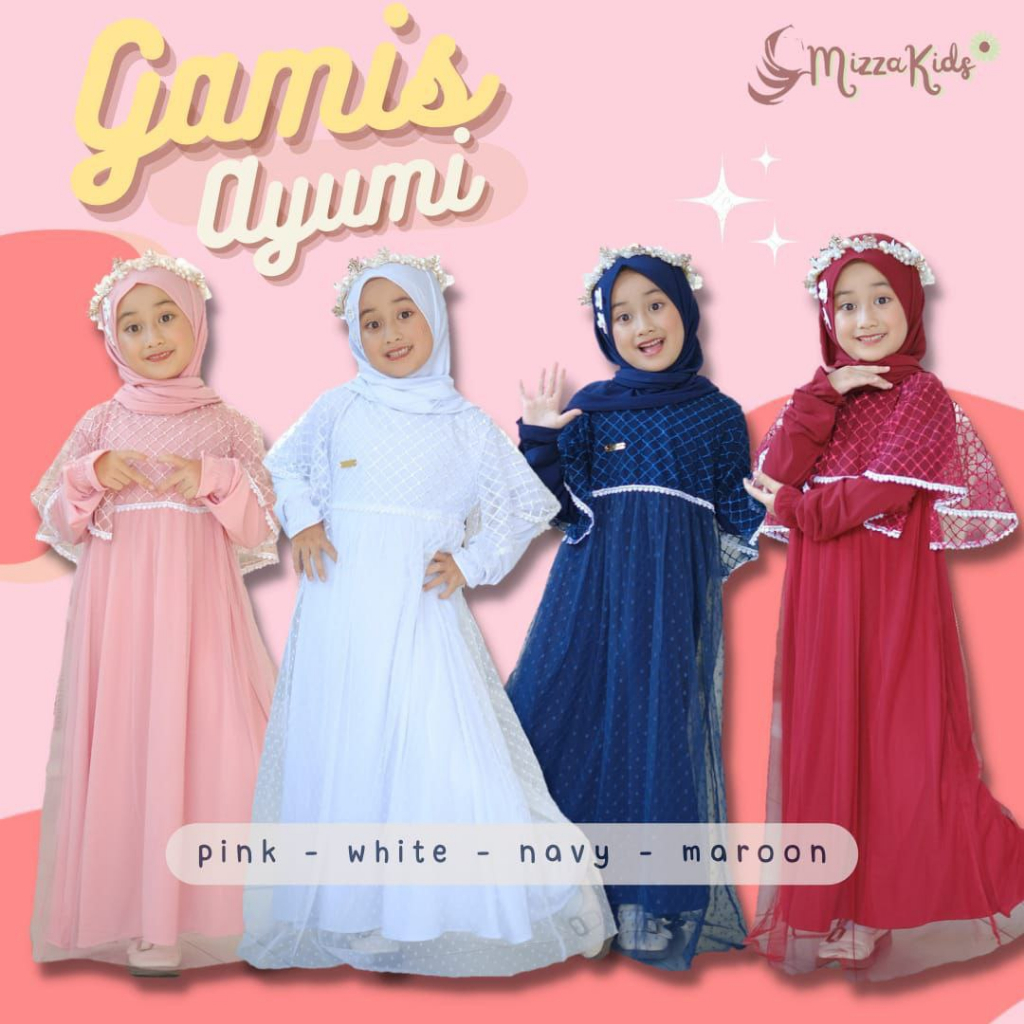 Gamis Ayumi Set Pastan Baju Muslim Anak Tile Dotty Jersey Premium Polos Usia 3-8 Tahun