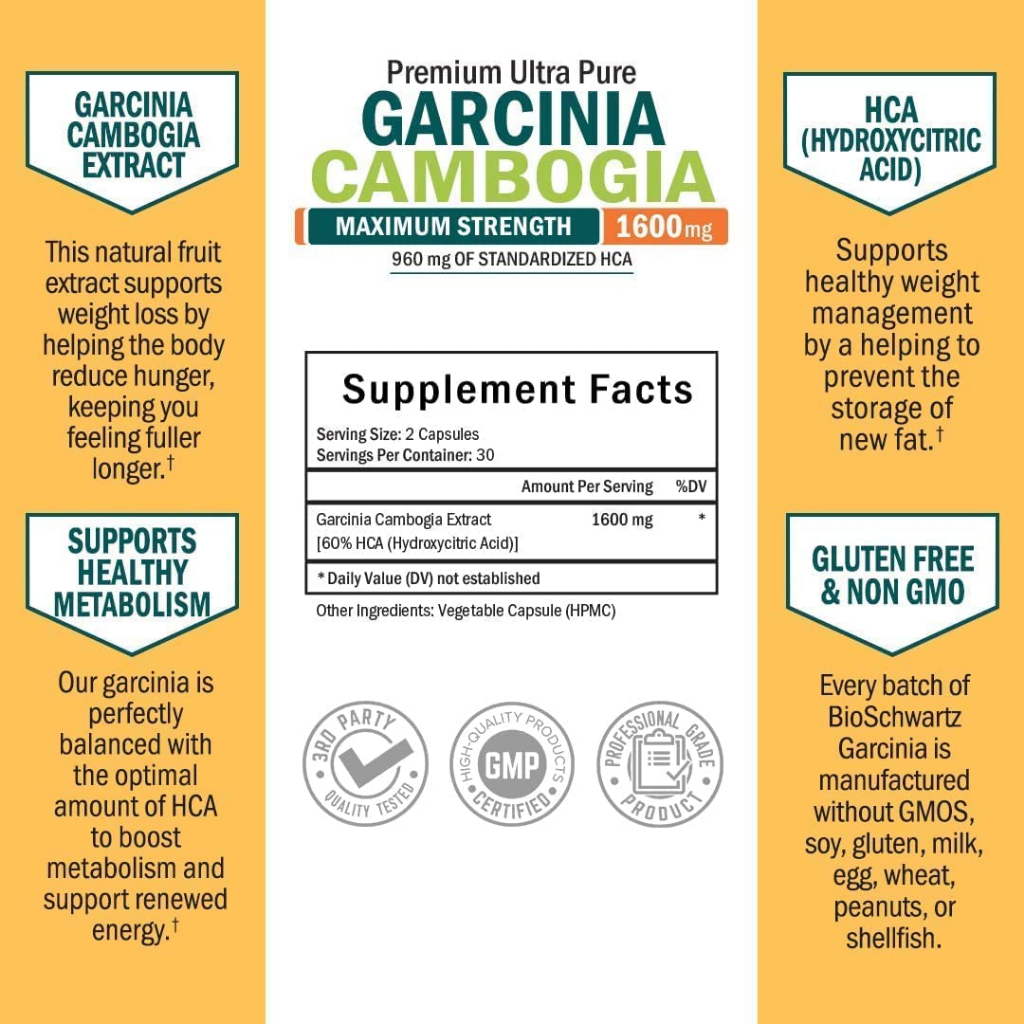 Bio Schwartz Garcinia Cambogia 60 Caps Maximum Strength - Bioschwartz Bioresearch