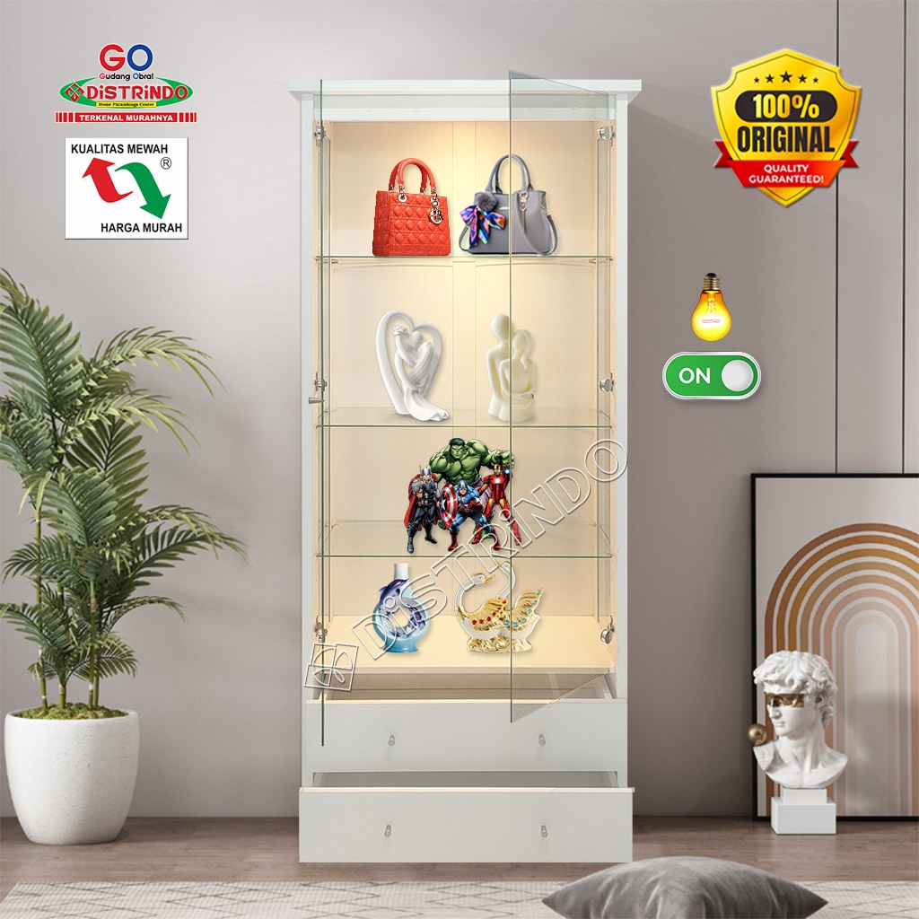 Lemari Hias / Lemari Etalase Kaca / Lemari Disply + LAMPU