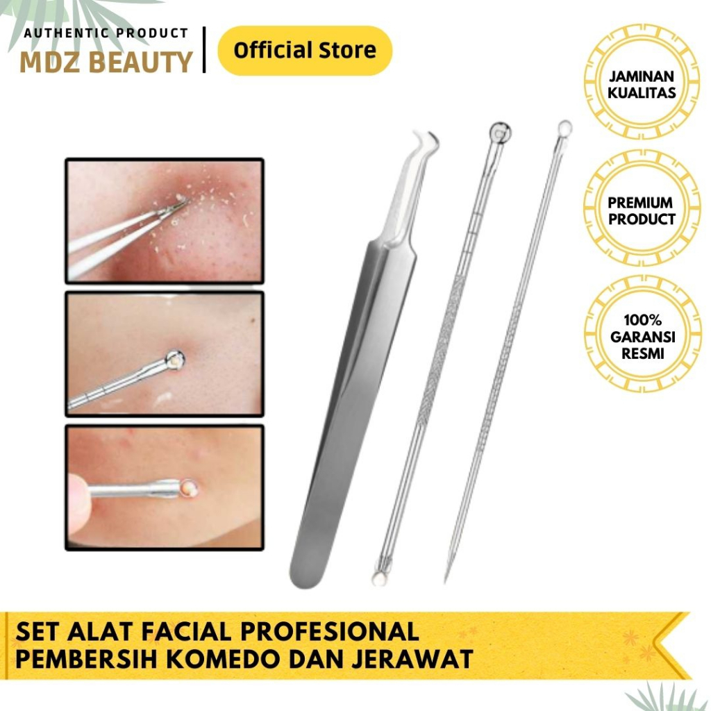 Alat Perlengkapan Komedo Jerawat Blackhead 3 PCS - Alat facial stainless steel salon dan klinik keca