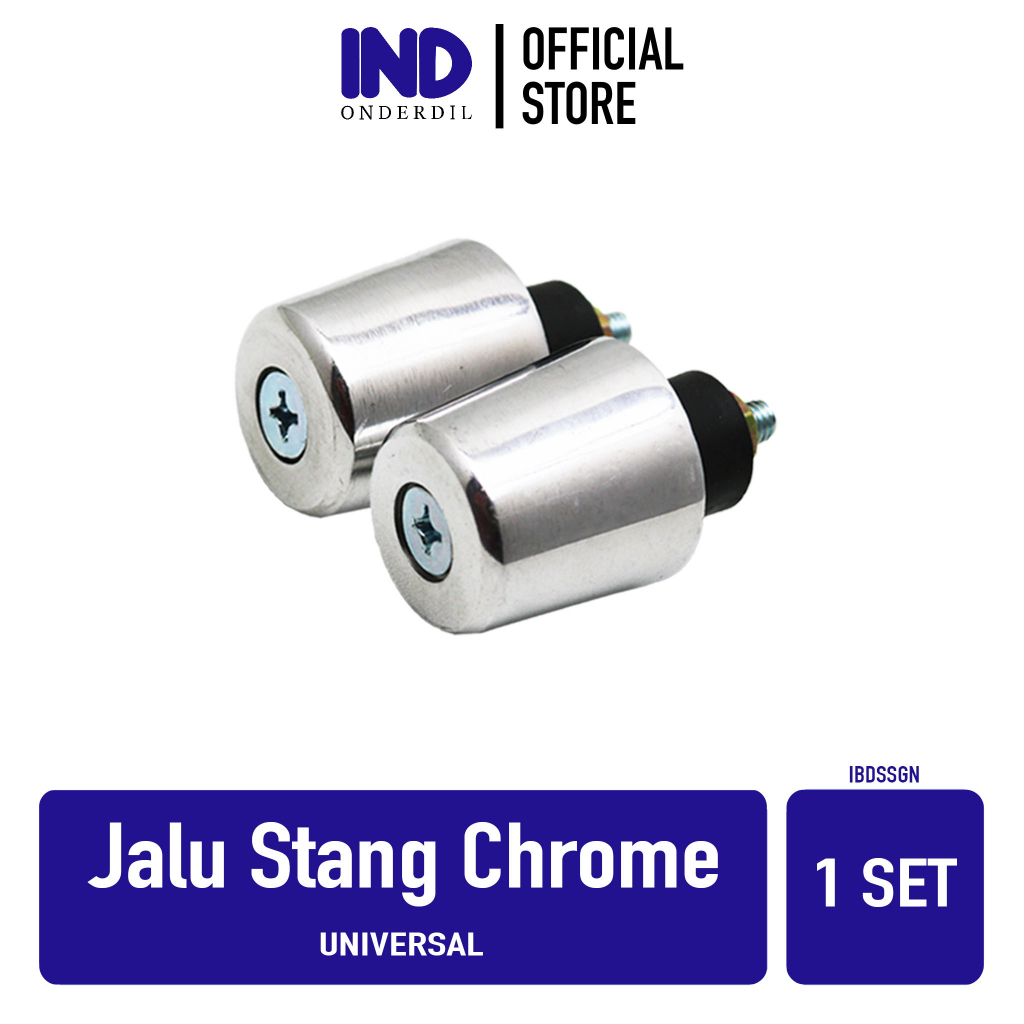 Jalu Stang Chrome PCX Jumbo Mini Thunder Satria FU Shogun Motor Matic Bebek-Sport Universal Bandul Tutup Ujung Setang Beat-FI-F1-Street-eSP &amp; Vario 150-125 LED Silver Besar Kecil