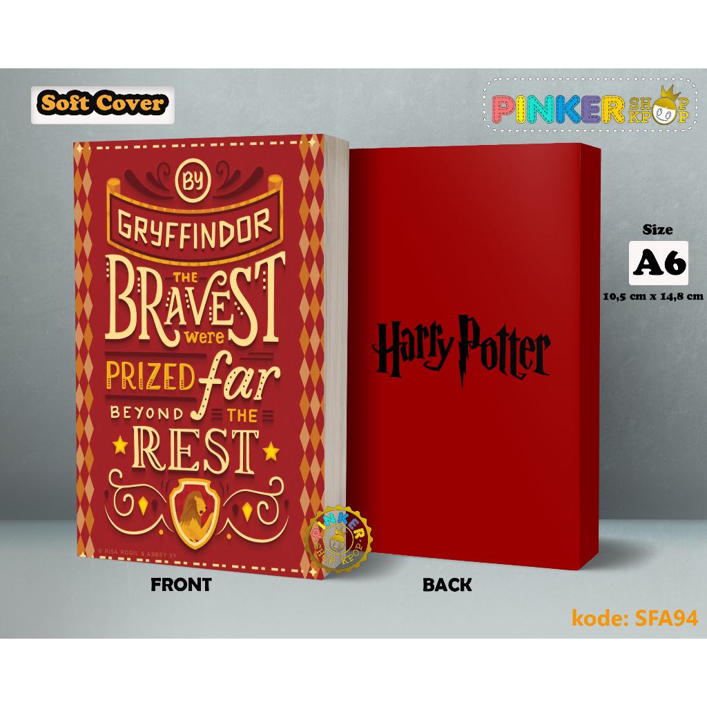 

(SFA94) Pocket Note harry Potters Gryffindor Quote Softcover A6/A5 Buku Tulis catatan Notes Agenda Planner Jurnal