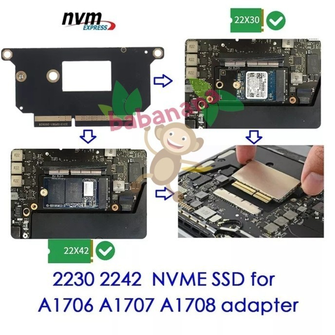 Adapter Card SSD Macbook Pro A1708 2016 2017 13&quot; Konverter M.2 NVME