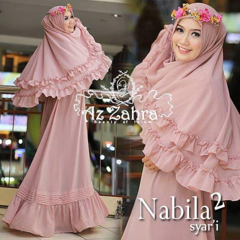 BIG SALE Brand Premium AZZAHRA Nabila Syari Gamis Dress Khimar Hijab Kerudung