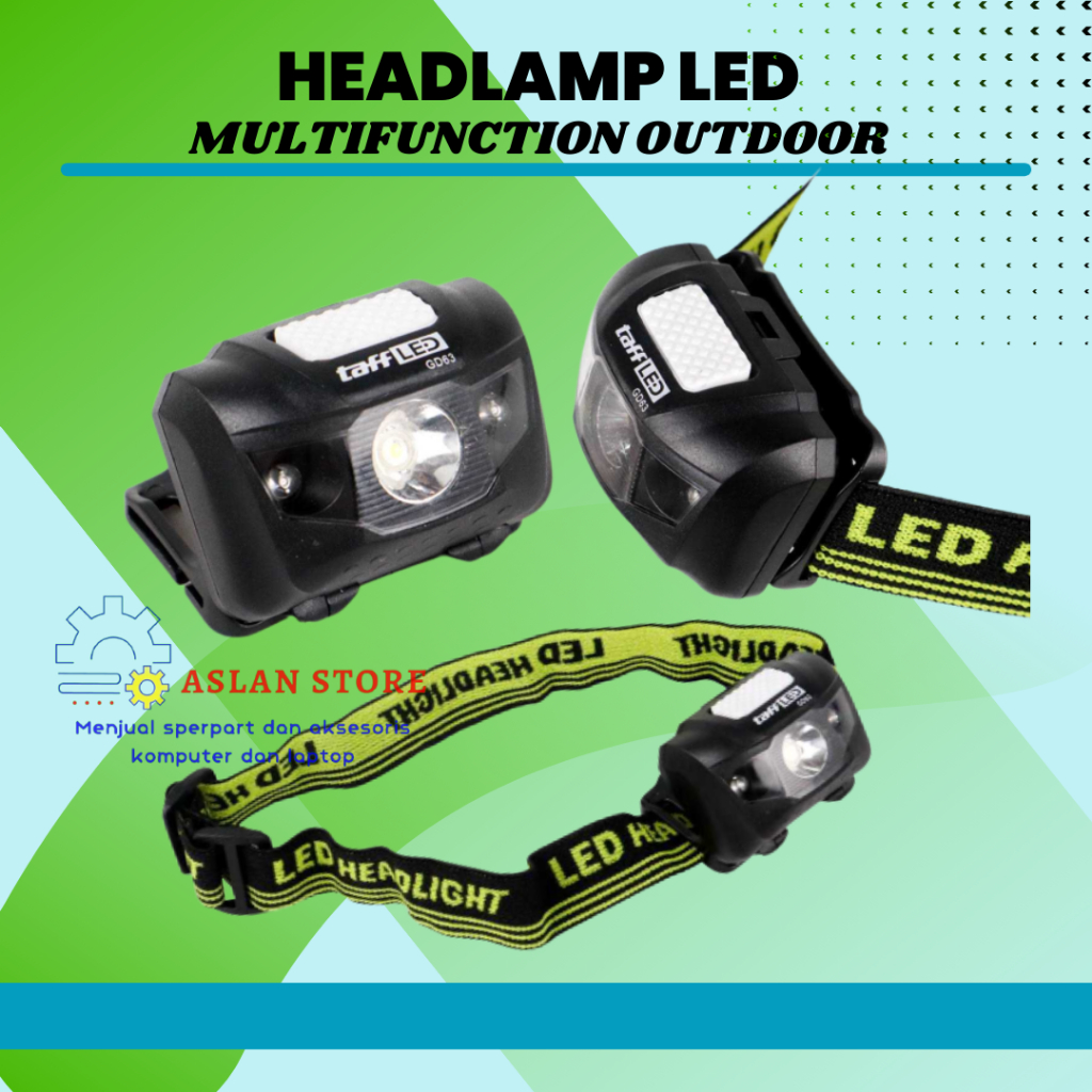 TaffLED Headlamp LED Multifunction Outdoor Lighting lampu kepala 3W