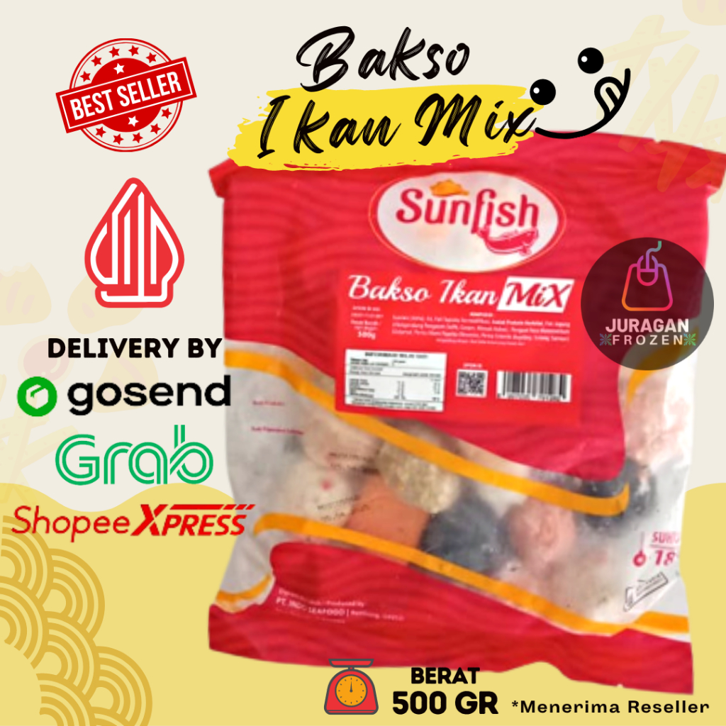 BAKSO IKAN MIX CAMPUR SUNFISH / ANEKA FISH BALL DUMPLING MIX SEAFOOD FROZEN