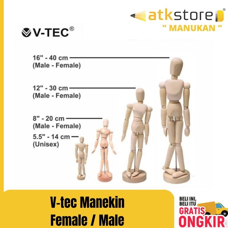 

Manekin Kayu Female Male 30 cm ( 12" ) || Mannequin wooden V-tec perempuan laki laki