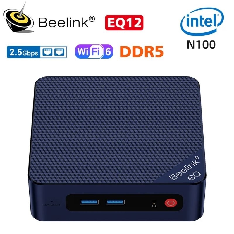 Beelink EQ12 N100 8GB DDR5 500GB SSD NVMe WiFi6 2.5G Dual LAN HDMI Windows 11 Pro