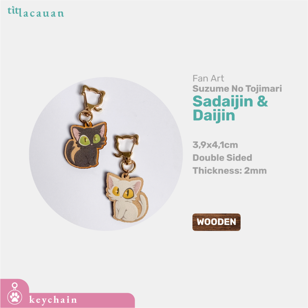 Gantungan Kunci Daijin Sadaijin Duduk - Keychain Kucing Anime Suzume No Tojimari