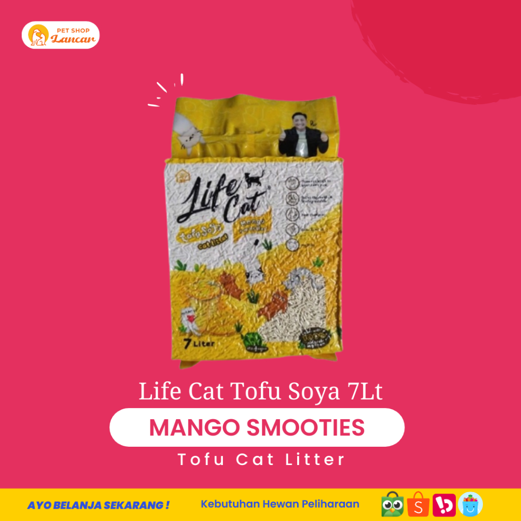 Life Cat Tofu Soya 7 Liter Pasir Kucing Gumpal Wangi Mango Smoothies