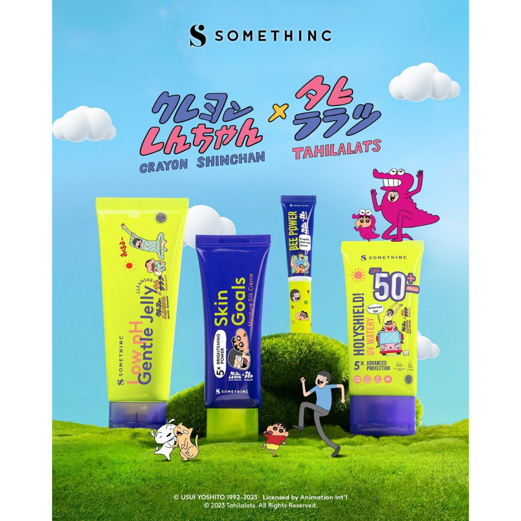 SOMETHINC Low pH Gentle Jelly Cleanser - Shinchan x Tahilalats | BEE POWER Propolis Glow Lip Serum - Shinchan x Tahilalats | HOLYSHIELD! UV Watery Sunscreen Gel SPF 50+ PA++++ - (Shinchan x Tahilalats)